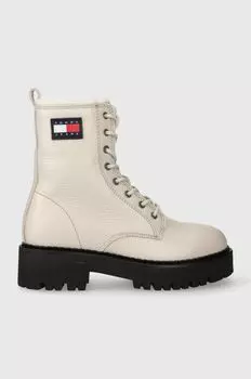 Кожаные мотоциклетные ботинки TJW URBAN BOOT TUMBLED LTR WL Tommy Jeans, бежевый