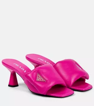 Кожаные мулесы с мягкой подкладкой Prada, Begonia Fluo
