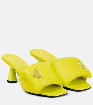Кожаные мулесы с мягкой подкладкой Prada, Giallo Fluo