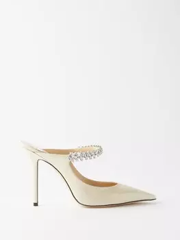 Кожаные мюли bing 100, украшенные кристаллами Jimmy Choo, бежевый