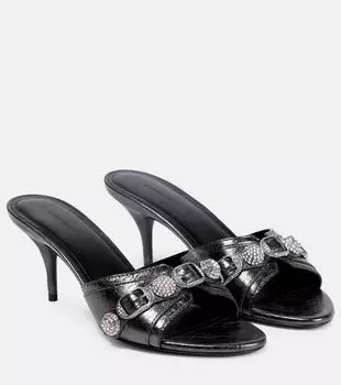 Кожаные мюли cagole Balenciaga, черный