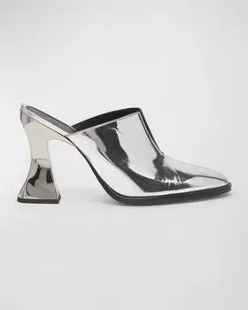 Кожаные мюли Cha Cha с эффектом металлик Bottega Veneta, цвет Silver