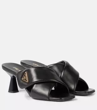 Кожаные мюли Criss Cross 65 Prada, черный
