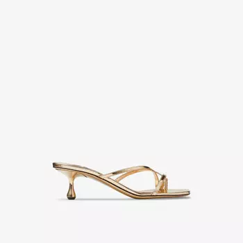Кожаные мюли Etana 50 на каблуке Jimmy Choo, золотой