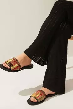 Кожаные мюли Forever Comfort расшитые бисером Next, мультиколор