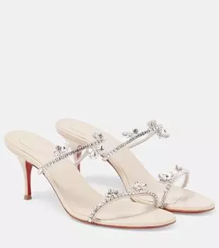 Кожаные мюли just queen 70 с украшением Christian Louboutin, белый