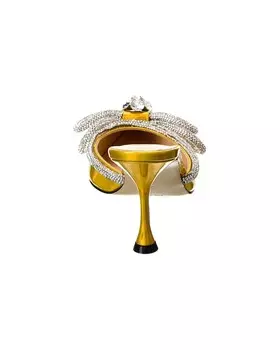 Кожаные мюли Mach & Mach с двойным бантом, желтый