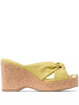 Кожаные мюли на танкетке Avenue 95 мм Jimmy Choo, желтый