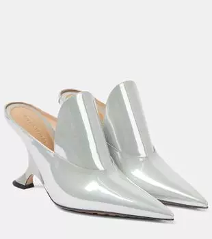 Кожаные мюли rocket с эффектом металлик Bottega Veneta, металлический