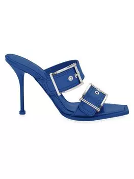 Кожаные мюли с пряжкой Alexander Mcqueen, цвет Electric Blue
