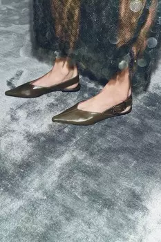 Кожаные мюли с пряжкой ZARA, зеленый