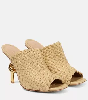 Кожаные мюли с узлом Bottega Veneta, бежевый