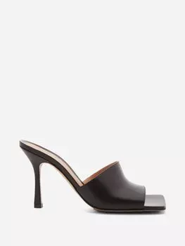 Кожаные мюли stretch 90 с квадратным носком Bottega Veneta, черный