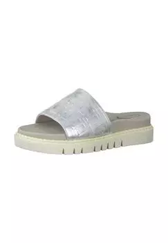 Кожаные мюли Tamaris, серебро
