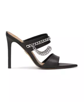 Кожаные мюли, украшенные каблуком и цепочкой. Kazar, черный