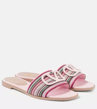 Кожаные мюли VLogo Signature Valentino Garavani, цвет bajadera/rosa boreale