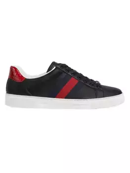 Кожаные низкие кеды Ace Web Gucci, черный