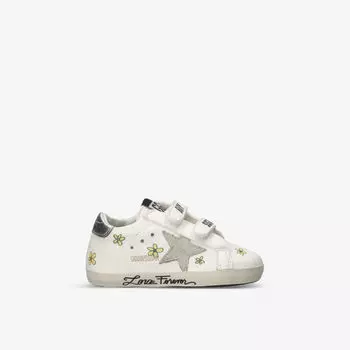 Кожаные низкие кеды Baby School с логотипом для детей 6–12 месяцев Golden Goose, белый