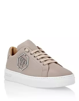 Кожаные низкие кеды Hexagon Philipp Plein, бежевый