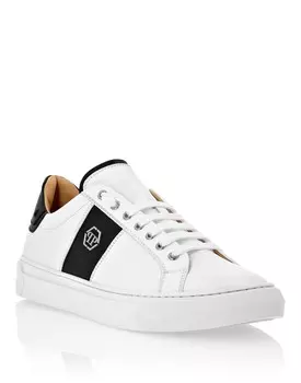 Кожаные низкие кеды Hexagon Philipp Plein, цвет White / Black
