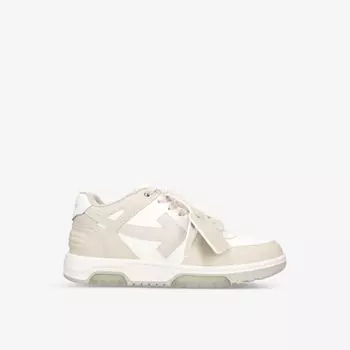 Кожаные низкие кеды out of office с вышитым логотипом Off-White, бежевый
