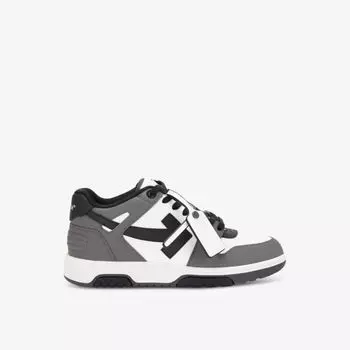 Кожаные низкие кеды out of office с вышитым логотипом Off-White, серый