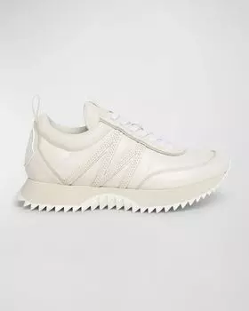 Кожаные низкие кеды Pacey Moncler, цвет Gardenia