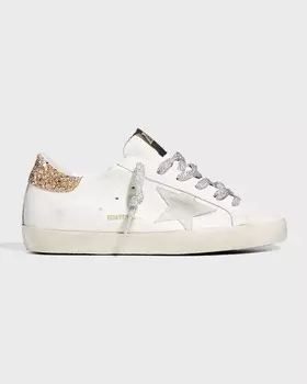 Кожаные низкие кеды с блестками Superstar Golden Goose