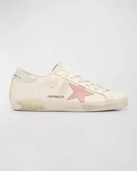 Кожаные низкие кеды Superstar Golden Goose, цвет White Pink Silver
