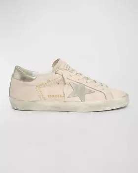 Кожаные низкие кеды Superstar с жемчужными заклепками Golden Goose, цвет Light Pink Ice Platinum