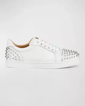 Кожаные низкие кеды Viera 2 Spikes Christian Louboutin, цвет Bianco/Silver