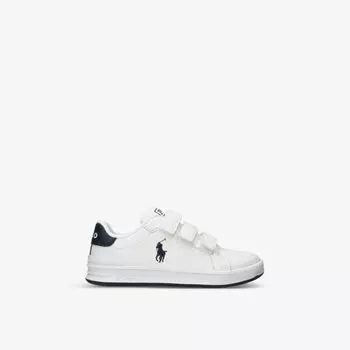 Кожаные низкие кроссовки Boys' Heritage Courts II EZ с вышитым логотипом для 4–9 лет Polo Ralph Lauren, белый