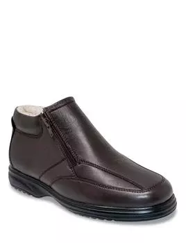 Кожаные очень широкие ботинки на молнии на подкладке из шерпы Pegasus, коричневый