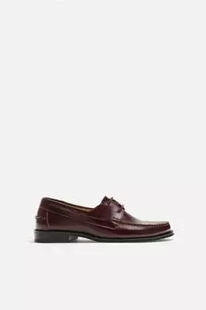 Кожаные палубные туфли ZARA, цвет Burgundy Red