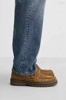 Кожаные палубные туфли ZARA, коричневый