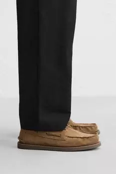 Кожаные палубные туфли ZARA, коричневый
