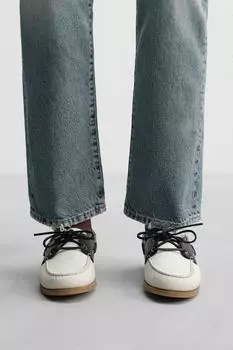 Кожаные палубные туфли ZARA, разноцветный