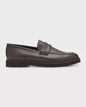 Кожаные пенни-лоферы Monili Brunello Cucinelli, цвет C8279 Testa Moro
