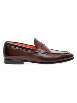 Кожаные пенни-лоферы Santoni, коричневый