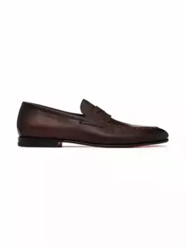 Кожаные пенни лоферы Santoni, коричневый