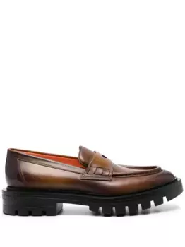 Кожаные пенни-лоферы Santoni, коричневый