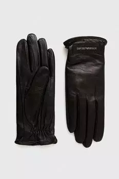 Кожаные перчатки . Emporio Armani, черный