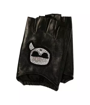 Кожаные перчатки k/ikonik rhinest Karl Lagerfeld, черный