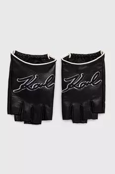 Кожаные перчатки Karl Lagerfeld, черный
