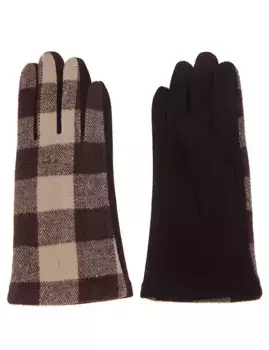 Кожаные перчатки leslii с модным клетчатым узором, коричневый