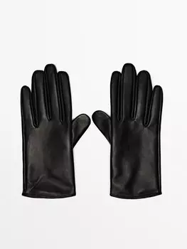 Кожаные перчатки Massimo Dutti, черный