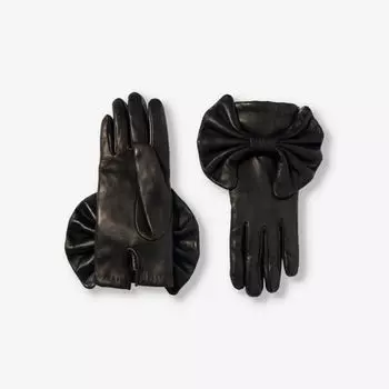 Кожаные перчатки Minnie Massive с бантом Paula Rowan, черный