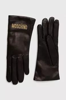 Кожаные перчатки Moschino, черный