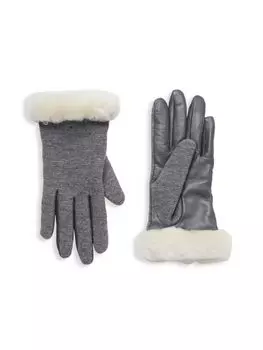 Кожаные перчатки на подкладке из искусственного меха Ugg, цвет Light Grey