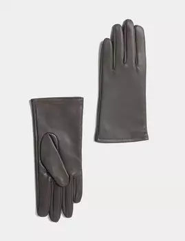 Кожаные перчатки на теплой подкладке Marks & Spencer, серый